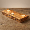 Bougeoir artisanal en bois d'olivier — 3 bougies